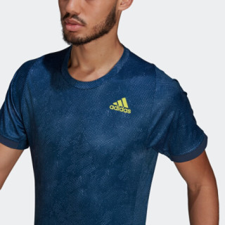 阿迪达斯官网 adidas FLFT PRNT T PB 男装网球运动服装GQ2220 藏青/酸绿 黄/蓝 A/S(175/92A)