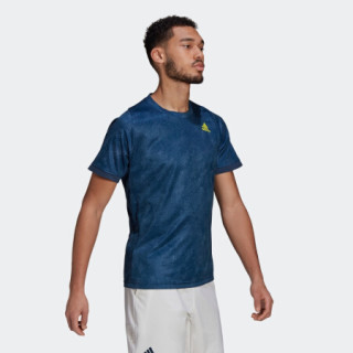 阿迪达斯官网 adidas FLFT PRNT T PB 男装网球运动服装GQ2220 藏青/酸绿 黄/蓝 A/S(175/92A)