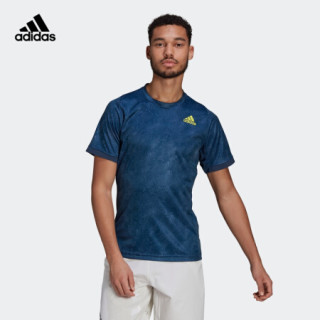 阿迪达斯官网 adidas FLFT PRNT T PB 男装网球运动服装GQ2220 藏青/酸绿 黄/蓝 A/S(175/92A)