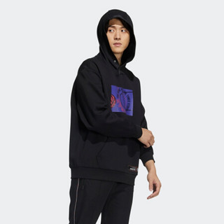 阿迪达斯官网adidas neo M SS FEB HOODIE男装运动套头衫GP4790 黑色/学院紫 A/XL(185/104A)