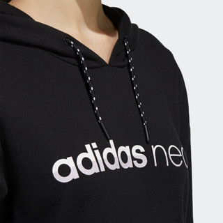 阿迪达斯官网adidas neo W FAV HDY女装休闲连帽套头衫运动卫衣FK6928 黑色/紫粉 A/XS(155/80A)