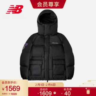 New Balance NB官方秋冬男款AMJ04363舒适时尚休闲80%白鸭绒连帽保暖短款羽绒服 BK AMJ04363 XL