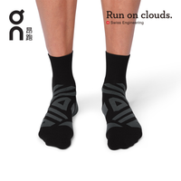 On昂跑 舒适男款中帮跑步袜Mid Sock Black/Shadow 黑/深灰 M
