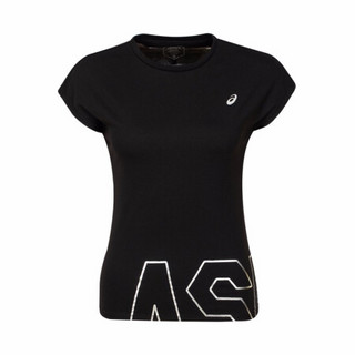 ASICS亚瑟士 运动速干女式LOGO印花短袖T恤2032A891-001 黑色 XXL