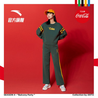 安踏可口可乐联名款2021春夏新品运动卫衣女士宽松圆领潮流套头衫 (962039711)AG3111深绿色-1 S(适合女160)