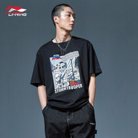 李宁 LI-NING短袖T恤2021夏季新品男子棉舒适潮流印花短袖文化衫男吸湿透气短袖星球大战联名系列男装官方旗舰网 AHSR335 黑色/B-6 L