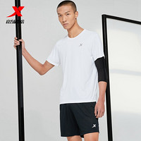 XTEP 特步 運動套裝男夏季男裝跑步健身服速干運動衣訓練服官方旗艦 879229410252 白色 XL