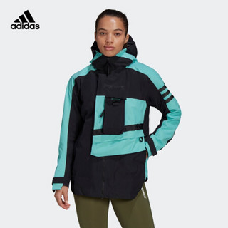 阿迪达斯官网 adidas W Xplric Rain J女装户外运动连帽夹克GI7174 黑色/酸绿 A/2XL(175/100A)