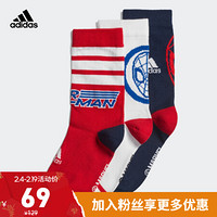 阿迪达斯官方 adidas SPIDERMAN CR S 小童训练袜EC3044 白/学院藏青蓝/浅猩红 KXL