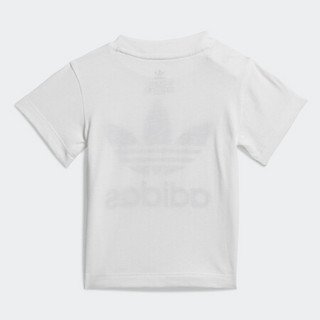 阿迪达斯官方 adidas 三叶草 SHORT TEE SET婴童短袖运动套装FI8318 白/黑 黑/白 80CM