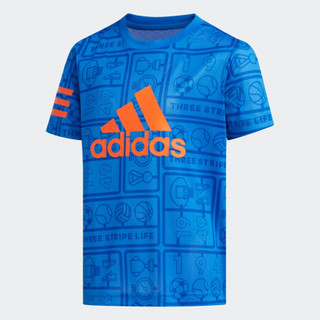 阿迪达斯官网 adidas LB SS CL TEE2 小童训练运动短袖T恤DW4095 蓝/橙黄 128CM