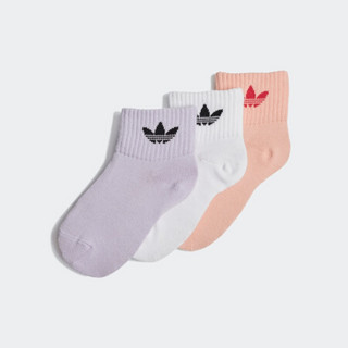 阿迪达斯官网adidas 三叶草 KIDS ANKLE SOCK 小童运动袜子GD3130 白/浅紫/朦胧珊瑚粉 S