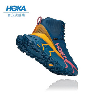 HOKA ONE ONE男女款TENNINE Hike GTX运动鞋高帮防水登山徒步鞋 摩洛哥蓝/藏红花橘-男-建议选大1码 09.5/275mm