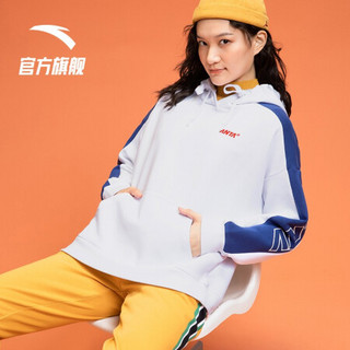 安踏卫衣2021新品女春季套头连帽上衣学生运动长袖t恤女 纯净白-3 3XL(适合女185)