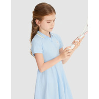 安奈儿童装女童短袖连衣裙2021夏新款 冰水蓝 110cm