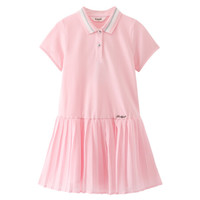 安奈儿童装女童短袖连衣裙2021夏新款 蔷薇粉 120cm