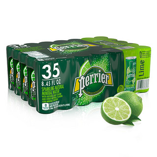 perrier 巴黎水 充气天然矿泉水 青柠味 250ml*35听