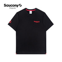 Saucony索康尼夏新品男子潮流简约百搭宽松T恤短袖男 380229110067 黑色 XL