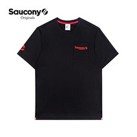 Saucony索康尼夏新品男子潮流简约百搭宽松T恤短袖男 380229110067 黑色 M