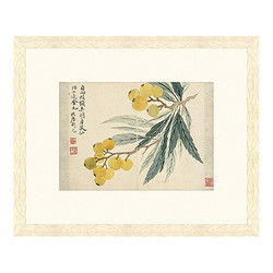 恽寿平 古典中式国画《枇杷图 》茶褐色 59×48cm 宣纸