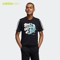 阿迪达斯官网 adidas neo M FREYE TEE 1 男装夏季运动短袖T恤GS2589 黑色/白 A/M(175/96A)