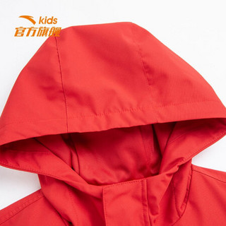 安踏儿童童装男童丝光绒运动上衣2021牛年新款纯色外套6-16岁上衣 东方红-1 165cm