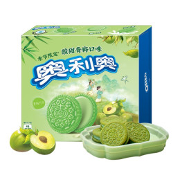 奥利奥(Oreo)春日限定 酸甜青梅味马卡龙色夹心饼干 绿色奥利奥 8小包共388g