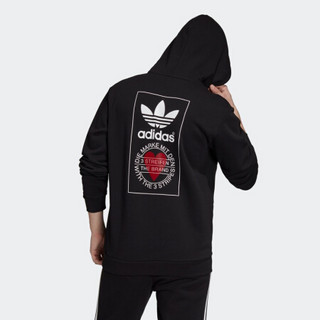 阿迪达斯官网 adidas 三叶草 UNISEX HOODIE 男女运动套头衫GK7164 黑色 M(参考身高:179~185CM)