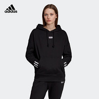 阿迪达斯官网 adidas 三叶草 HOODIE 女装运动套头衫ED5848 黑色 32(参考身高:160~165CM)