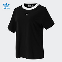 阿迪达斯官网 adidas 三叶草 ESS TEE 女装运动短袖T恤GK5166 黑色/白 32(参考身高:160~165CM)