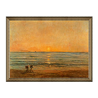 雅昌 杜比尼《落日与渔夫》114×85cm装饰画 油画布
