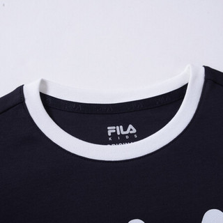 FILA KIDS 斐乐儿童男童长袖T恤2021年夏季新款男孩圆领休闲上衣 D72传奇蓝-NV 160cm