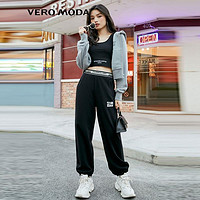 Vero Moda2021早春新款纯棉字母印花束脚休闲裤女321174001 010黑 165/68A/M/R