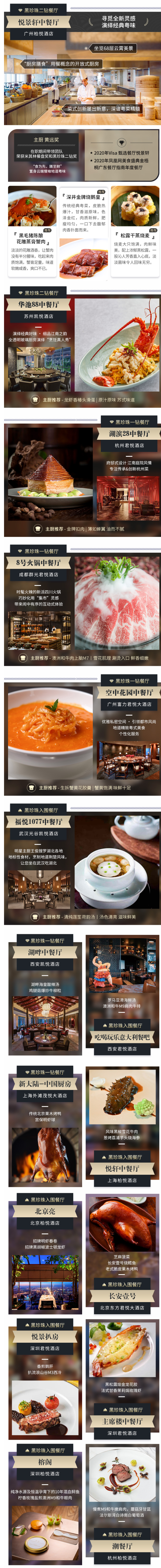 吃货速囤!凯悦酒店集团18家黑珍珠入围餐厅1-3人午餐/晚餐套餐