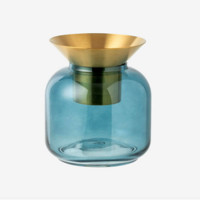 jzhome 几致 翡冷翠玻璃花瓶 龙胆蓝 16.5*18.5cm