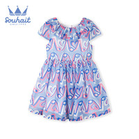 水孩儿童装女童连衣裙雪纺裙2020夏季新款儿童裙子女洋气时尚短袖连衣裙 冰晶蓝 105