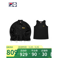 FILA FUSION 斐乐女上衣两件套2021春夏新款街头运动工装衬衫 深黑-BK（宽松版型，建议拍小一码） 175/92A/XL