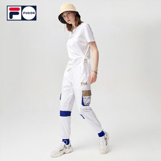 FILA FUSIONx WM白山联名 针织短袖衫2021春夏新款时尚休闲T恤女 标准白-WT 175/92A/XL