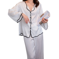 PEANOJEAN 女士冰丝家居服套装 6838 白色 M