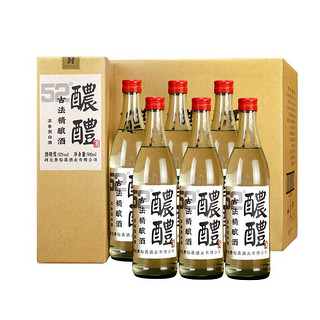 青小乐醲醴52度浓香型白酒 纯粮食酒固态发酵500ml*6瓶 整箱装 盒装版