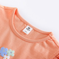 小猪班纳童装女童2021年夏装自然系列系列针织连衣裙 珊瑚砂 130cm