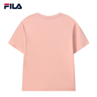 FILA 斐乐官方女士短袖T恤2021年夏季新款休闲运动圆领上衣 冰晶粉-PK 155/76A/XS