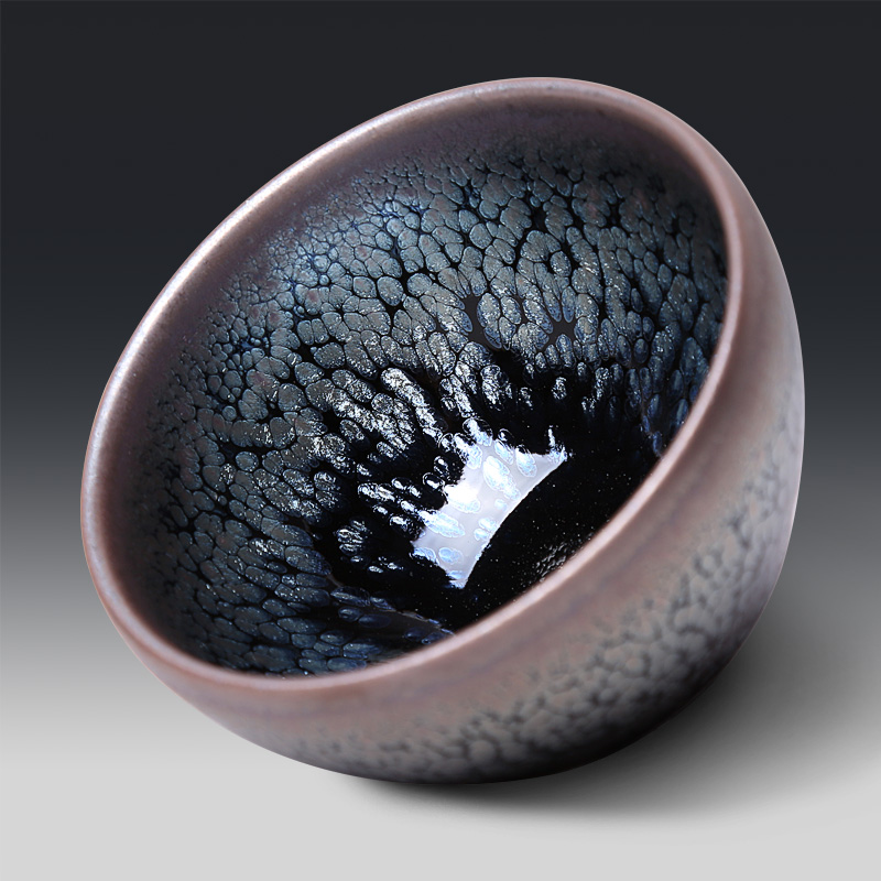 武夷建盏 钟霞文海油滴纯手工建盏 鹧鸪斑