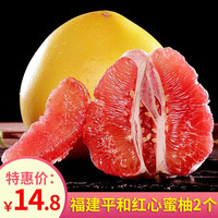 曙光 福建平和红心柚子 红肉蜜柚 2个装红柚 柚子 新鲜水果 2个装 净重4.5-5斤
