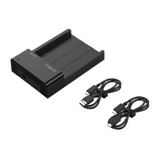 ORICO/奥睿科 Type-c/USB3.1Gen2 硬盘盒 10Gbps台式机笔记本电脑通用卧式硬盘座2.5/3.5寸硬盘底座(type-c升级版配TO C/A 配双线--2.5/3.5硬盘通用)