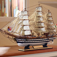 Snnei室内 实木帆船模型客厅摆件 创意办公室摆件 一帆风顺公司开业礼品家居装饰品 《韦斯普奇号》1.1米