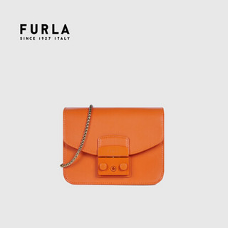 芙拉 FURLA 21SS春夏 奢侈品 METROPOLIS系列迷你号女士橙色方形单肩斜挎包