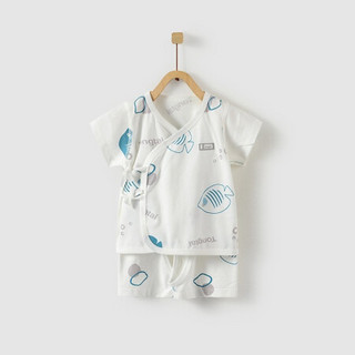 Tongtai 童泰 夏款婴儿衣服0-3月新生儿纯棉和尚服套装新生儿短袖偏开内衣套装 TS02J155 绿色 52