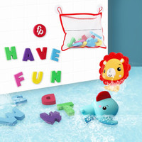 费雪(Fisher-Price)儿童洗澡玩具套装 婴幼儿戏水沐浴玩具(大象喷水公仔+EVA26个字母10个数字+网袋)GMBT004C