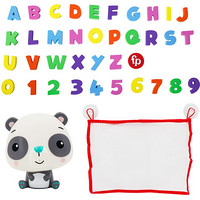 费雪(Fisher-Price)儿童洗澡玩具套装 婴幼儿戏水沐浴玩具(熊猫喷水公仔+EVA26个字母10个数字+网袋)GMBT004B